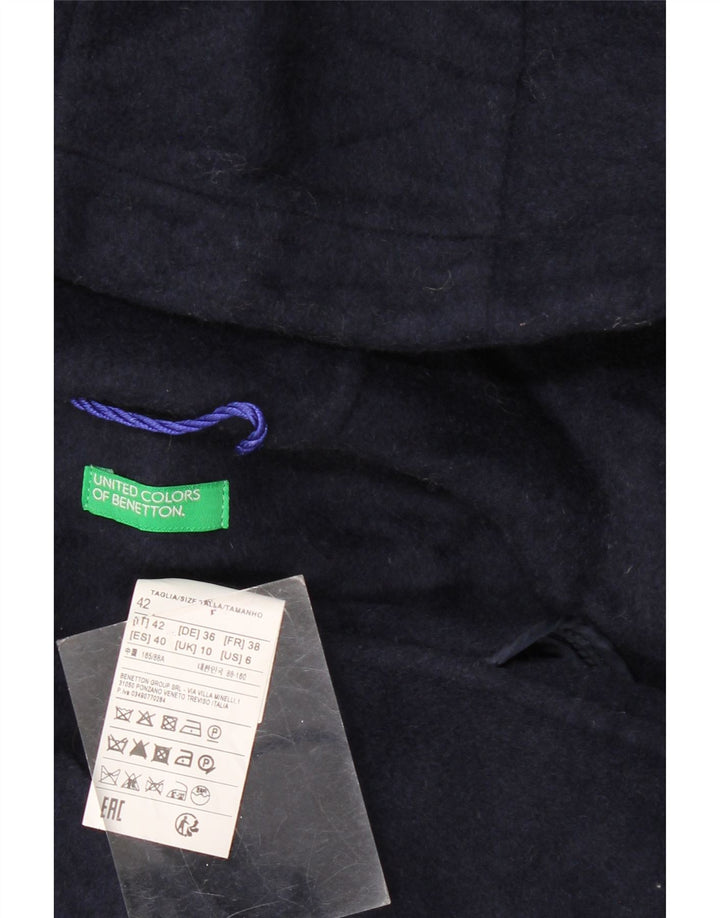 BENETTON Γυναικείο Oversized Πανωφόρι UK 10 Small Navy Blue Wool