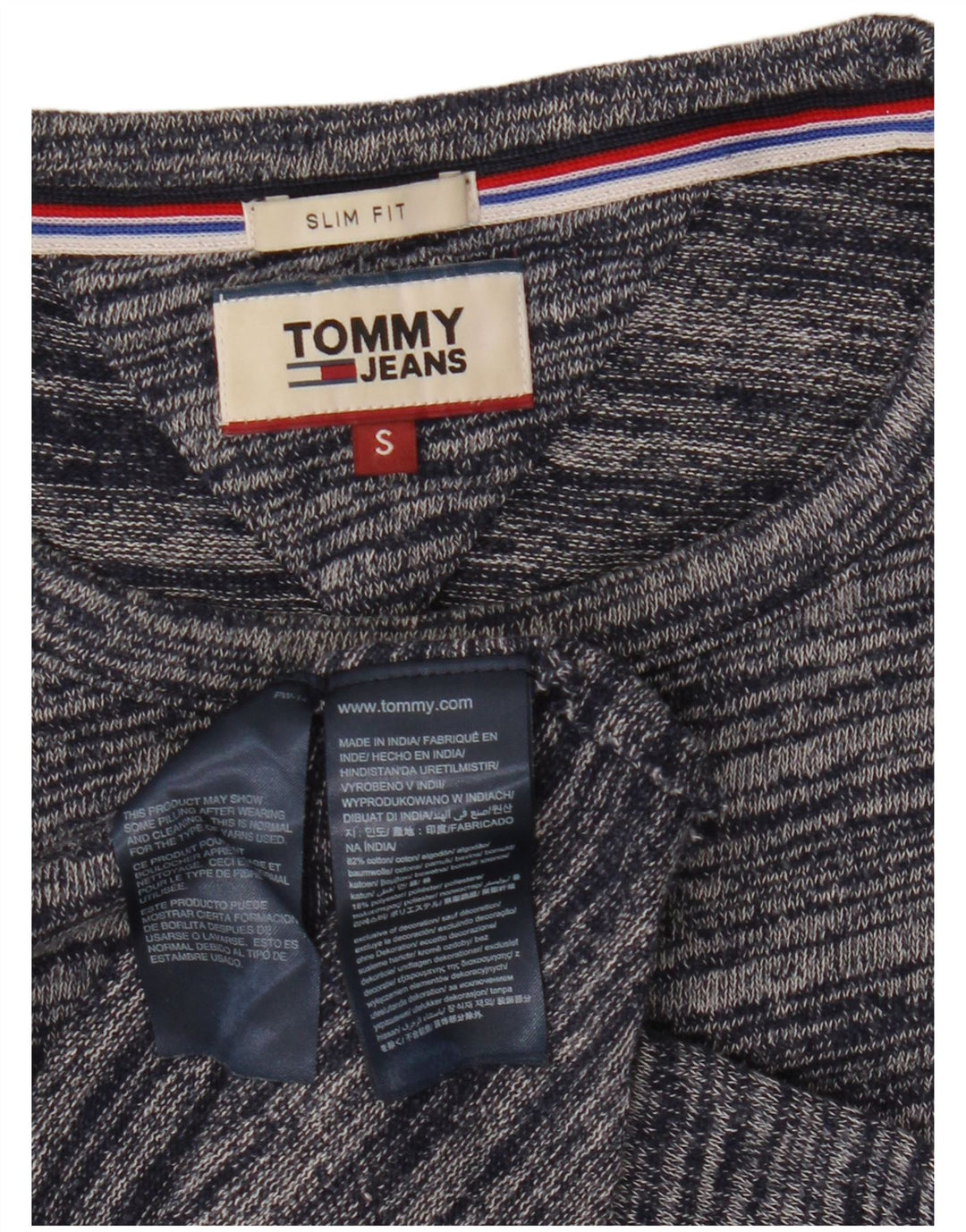 Ανδρικό πουλόβερ με λαιμόκοψη Tommy Hilfiger Small Navy Blue Pinstripe