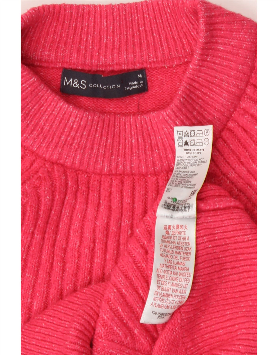 Marks & Spencer Γυναικείο πουλόβερ Crop Crew Neck Jumper UK 14 Medium Pink