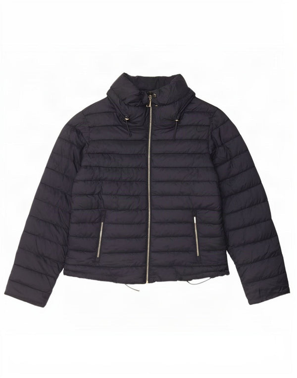 Zara γυναικείο μπουφάν με κουκούλα UK 20 2XL Navy Blue Polyester