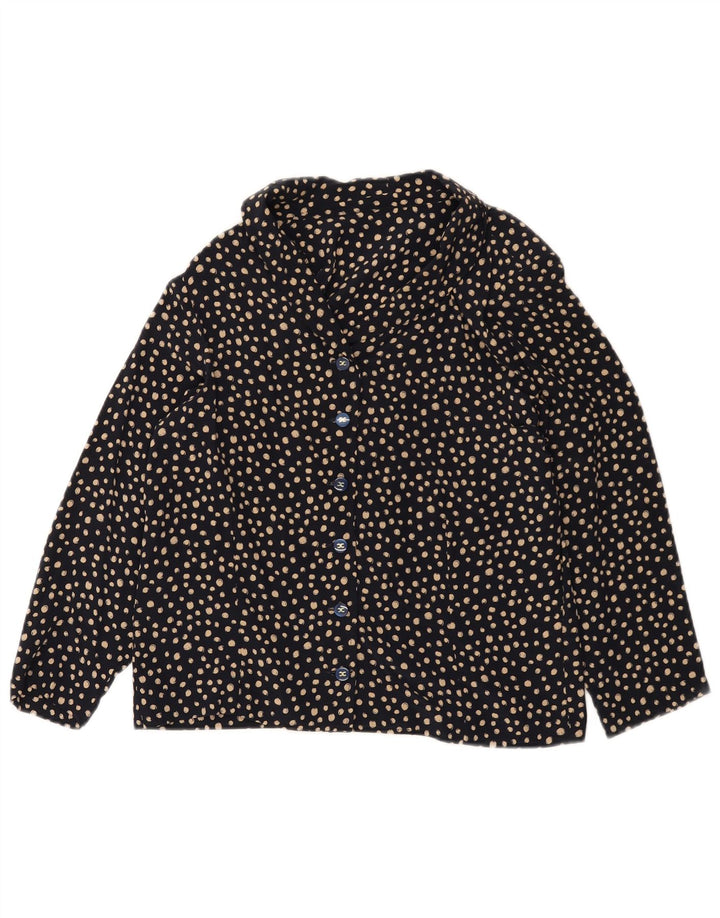 Vintage γυναικείο πουκάμισο μπλούζα UK 12 Medium Navy Blue Spotted