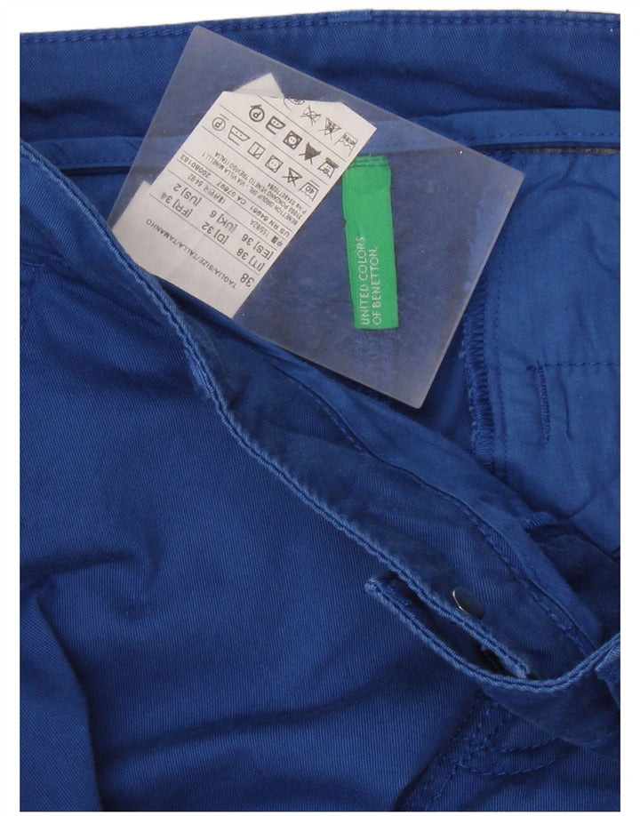 BENETTON Γυναικείο παντελόνι Chino Flare UK 6 XS W26 L33 Μπλε βαμβακερό