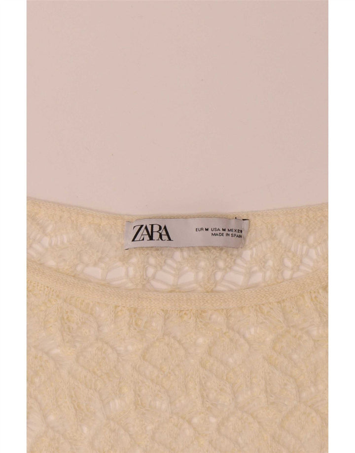 Zara γυναικεία μπλούζα με βελονάκι με μπλούζα μπλούζα τοπ UK 12 Medium Yellow