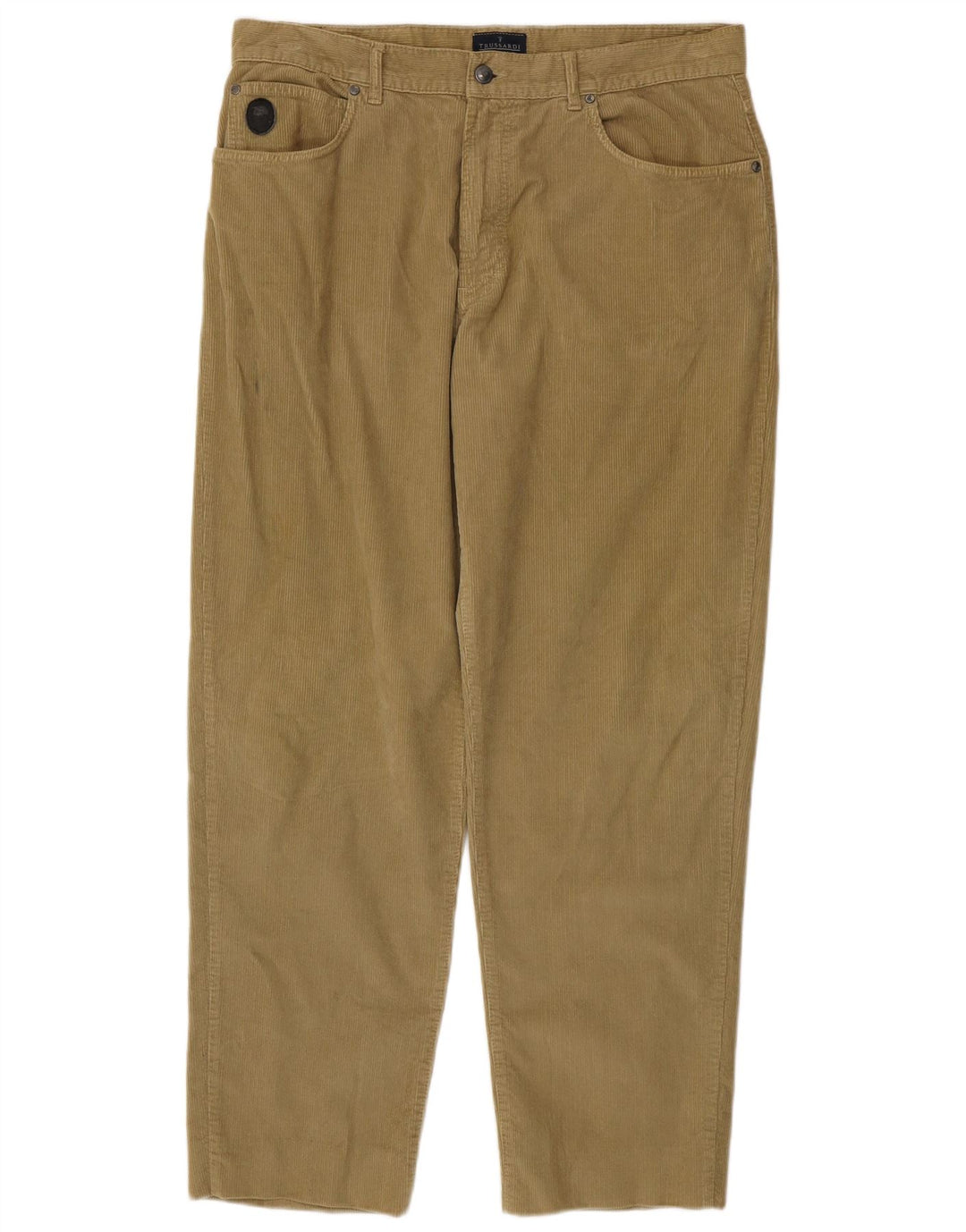 TRUSSARDI Ανδρικό ίσιο κοτλέ παντελόνι IT 54 2XL W40 L32 Χακί Βαμβακερό