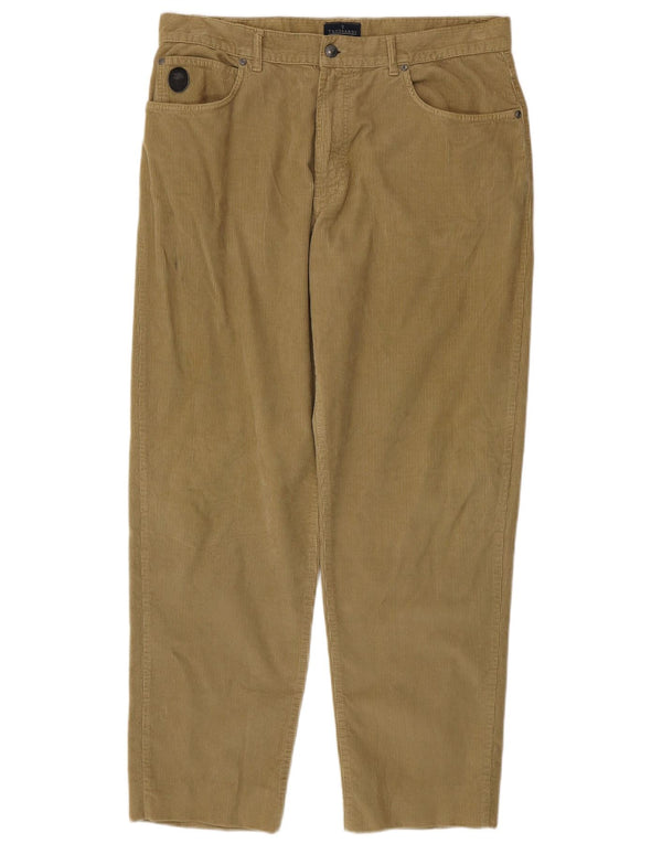 TRUSSARDI Ανδρικό ίσιο κοτλέ παντελόνι IT 54 2XL W40 L32 Χακί Βαμβακερό