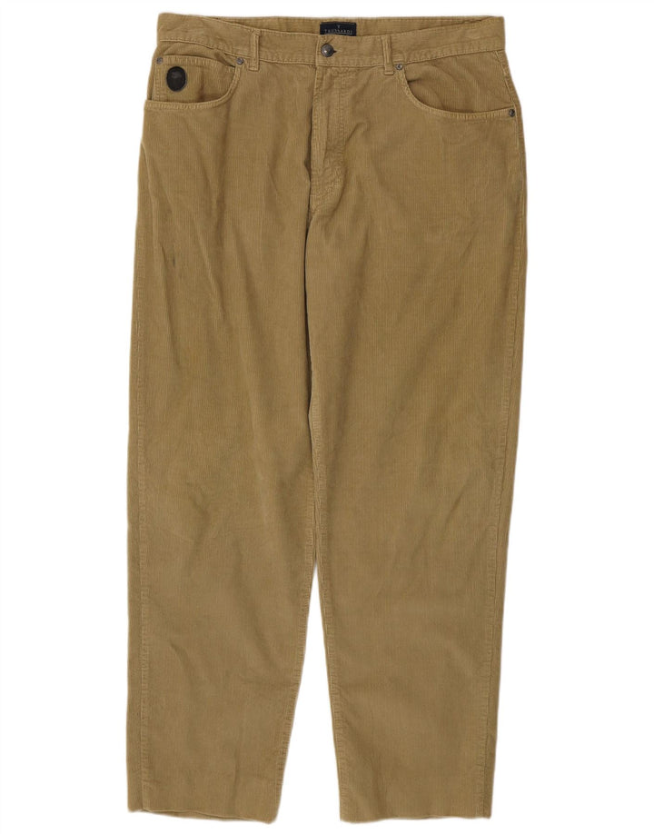 TRUSSARDI Ανδρικό ίσιο κοτλέ παντελόνι IT 54 2XL W40 L32 Χακί Βαμβακερό