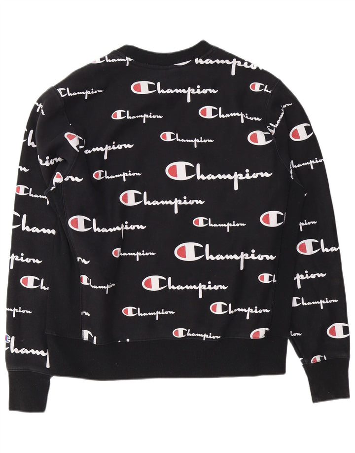 Ανδρικό γραφικό φούτερ Champion Jumper μεγάλο μαύρο βαμβακερό