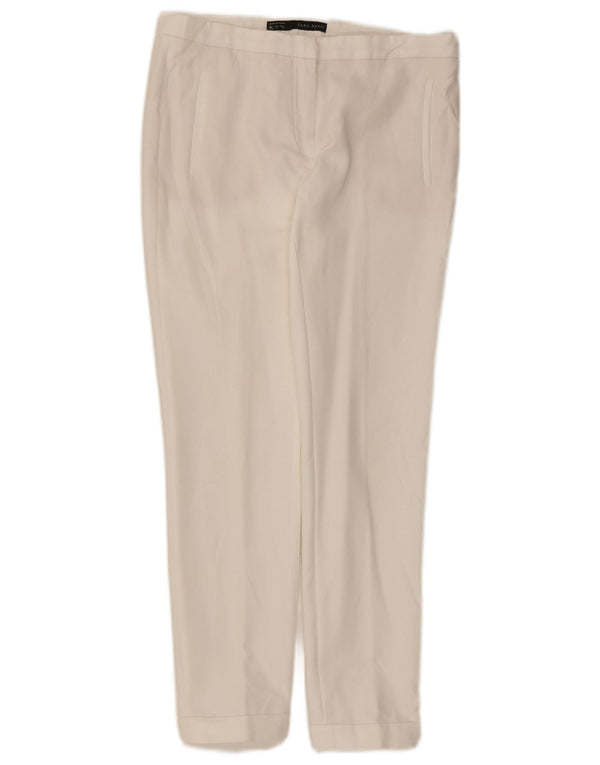 Zara Ανδρικό Crop Slim Παντελόνι Chino Small W26 L26 Λευκό βαμβακερό