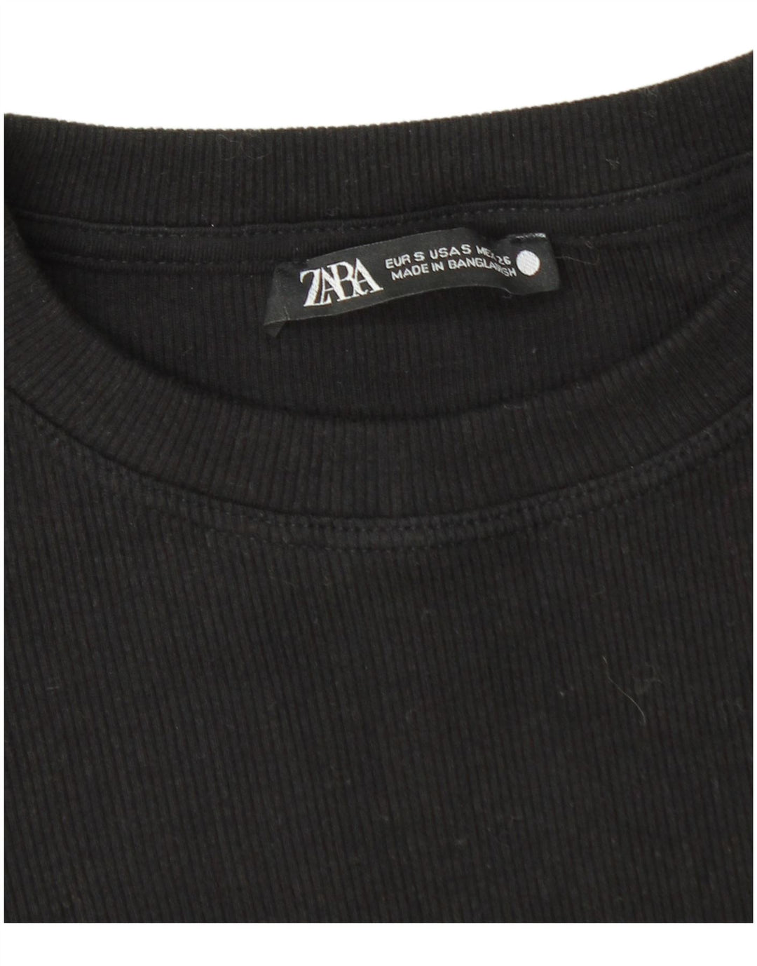 Zara Γυναικεία Μπλούζα Crop Top UK 8 Small Black Cotton
