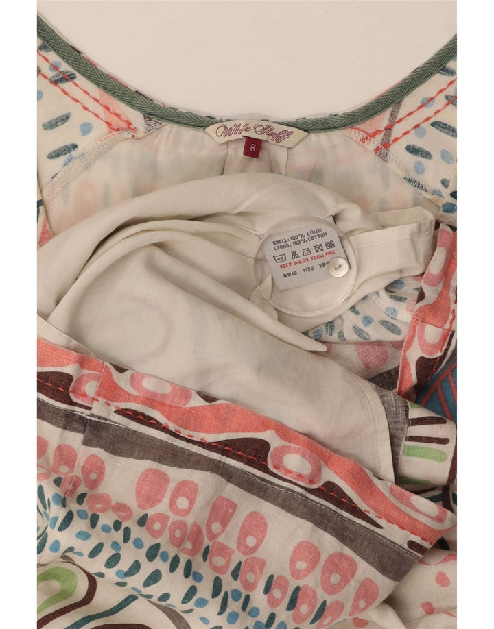 WHITE STUFF Γυναικείο Φόρεμα Shift UK 8 Μικρό Λευκό Λινό Λινό