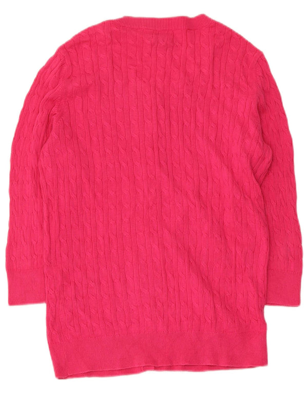 Tommy Hilfiger Γυναικείο πουλόβερ ζακέτα με 3/4 μανίκια UK 12 μέτριο ροζ βαμβακερό