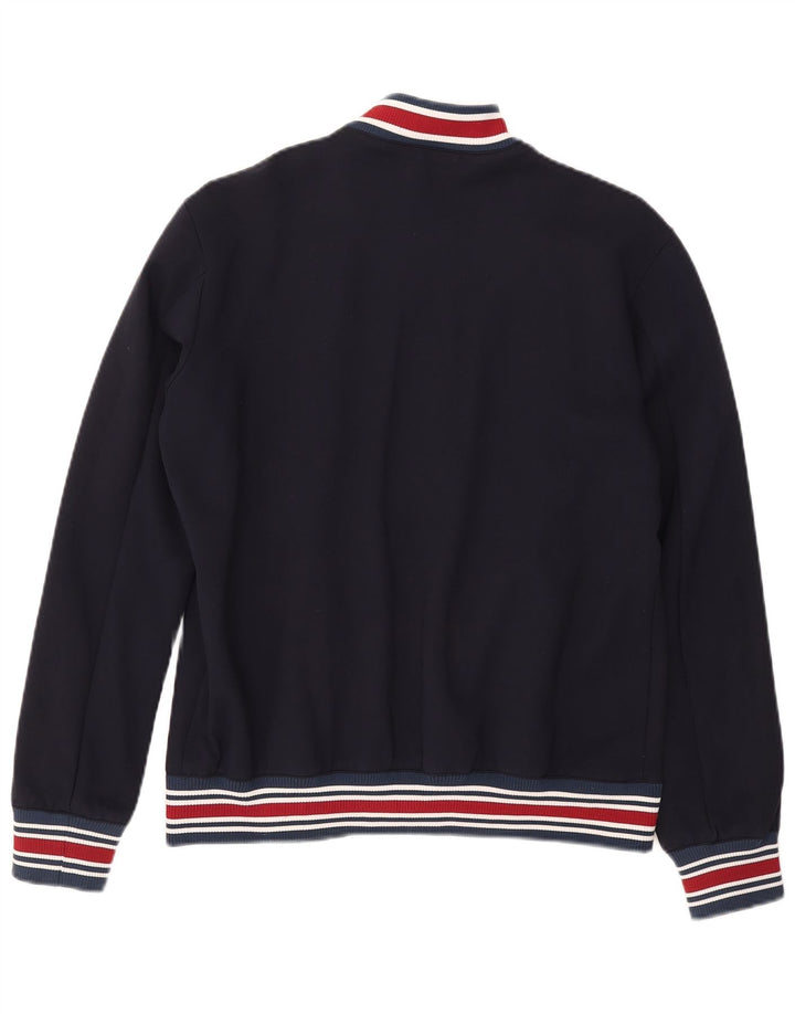 Zara Ανδρικό Bomber Jacket UK 40 Large Navy Blue ριγέ βισκόζη