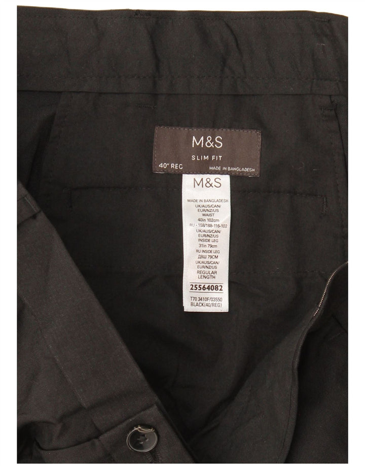 Marks & Spencer Ανδρικό παντελόνι Chino Slim Fit W40 L31 Μαύρο Πολυεστέρας