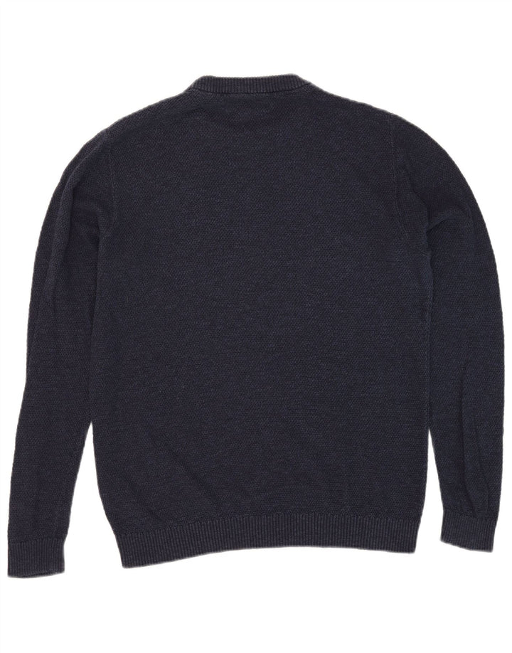 Jack & Jones Ανδρικό πουλόβερ με λαιμόκοψη μεσαίου μπλε βαμβακερό