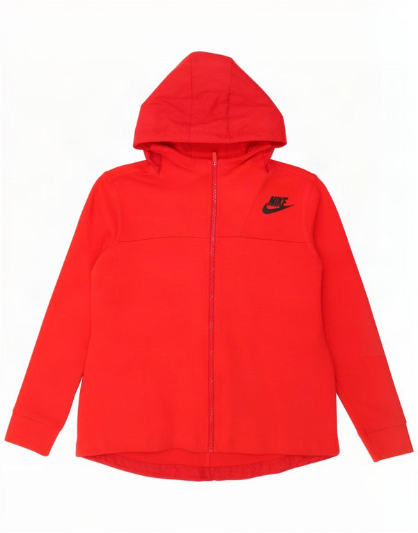 Γυναικείο πουλόβερ Nike με φερμουάρ UK 14 μεσαίο κόκκινο βαμβακερό