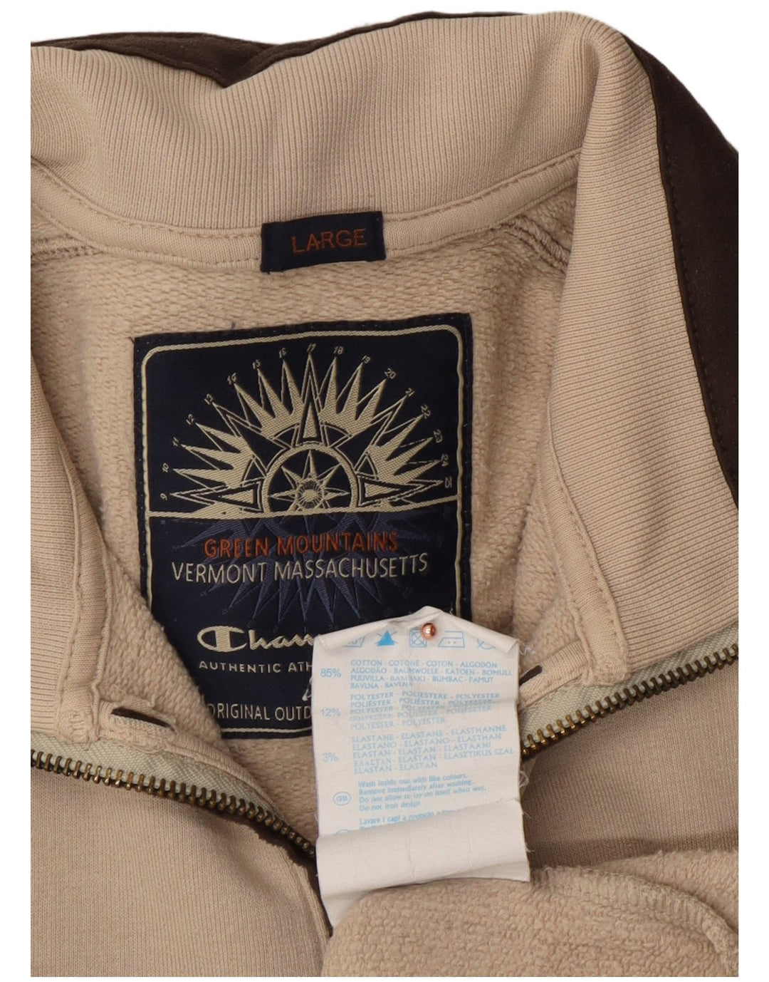 CHAMPION Ανδρικό φούτερ με φερμουάρ πουκάμισο σε μεγάλο μπεζ χρώμα, βαμβακερό