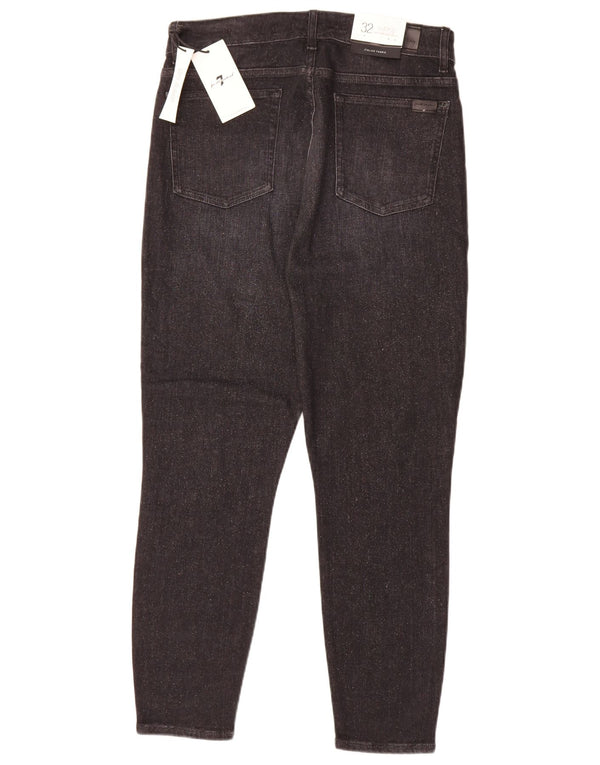 7 For All Mankind Γυναικεία Crop Ψηλόμεση Slim Jeans W32 L26 Μαύρο βαμβακερό