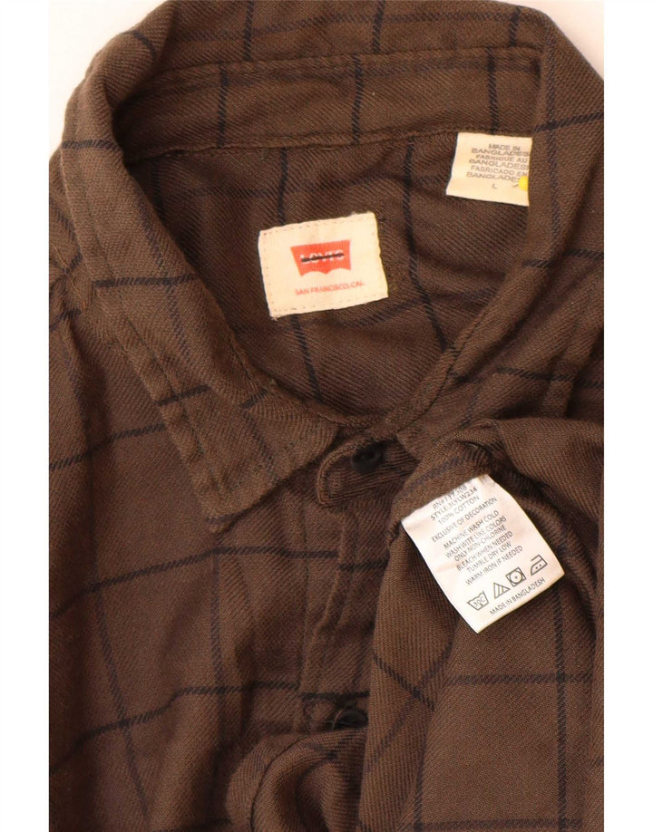 Ανδρικό πουκάμισο Levi's Flannel Μεγάλο καφέ βαμβακερό