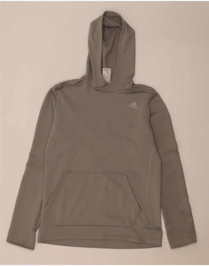 ADIDAS Mens Climalite Hoodie Jumper Medium Grey Polyester