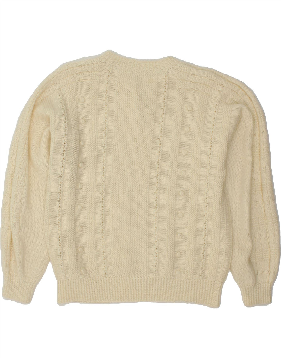 VINTAGE Womens V-Neck Jumper Sweater UK 14 Medium Off White Vintage Vintage and Second-Hand Vintage from Messina Hembry 