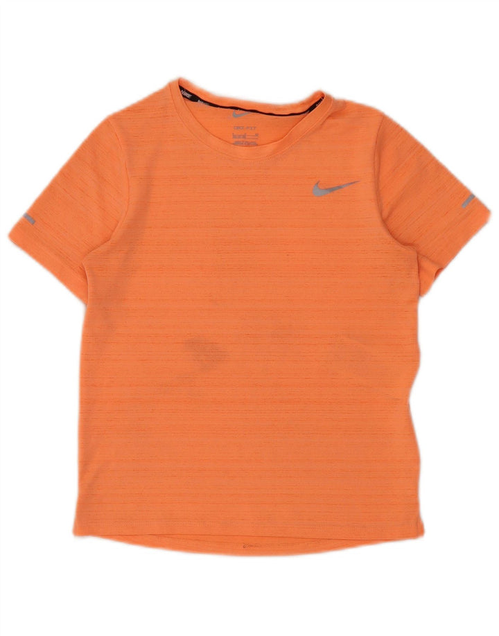 T-shirt Nike Boys Dri Fit Top 8-9 ετών Μικρό πορτοκαλί ριγέ πολυεστέρα