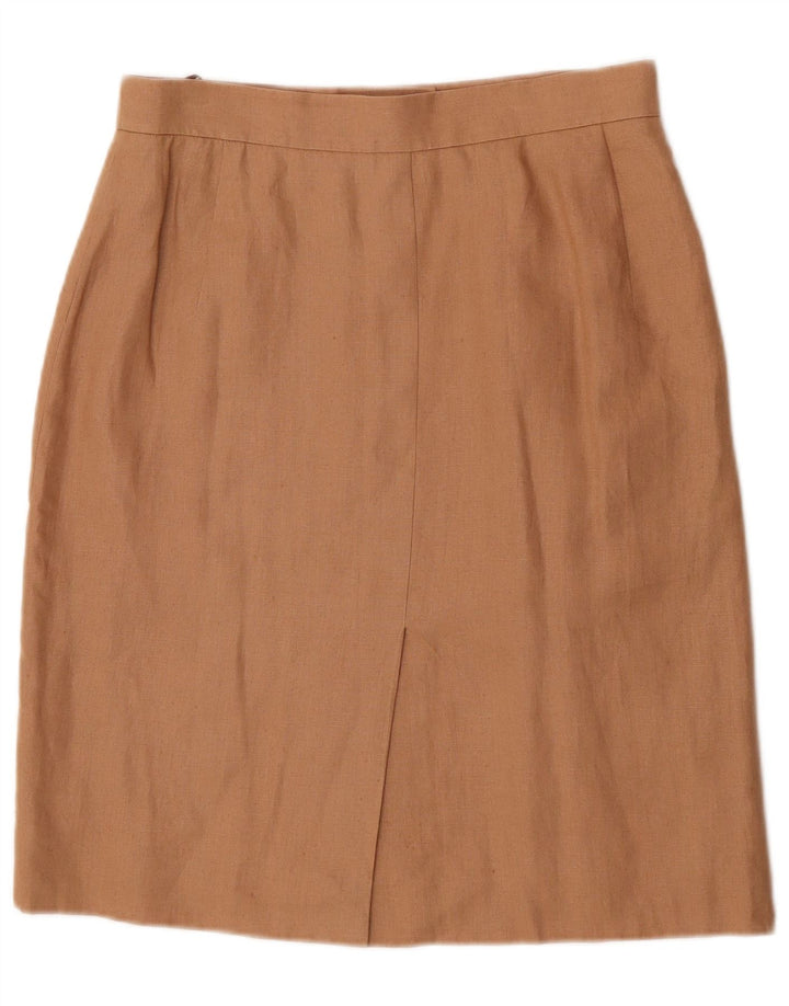 HERMES Γυναικεία ίσια Φούστα IT 44 Medium W30 Μπεζ Λινό