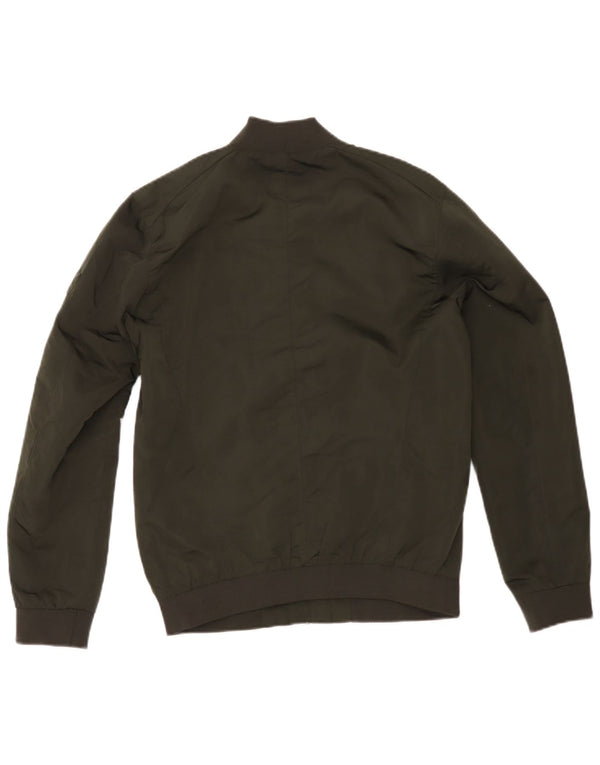 Zara Mens Bomber Jacket UK 38 Medium Khaki Polyester