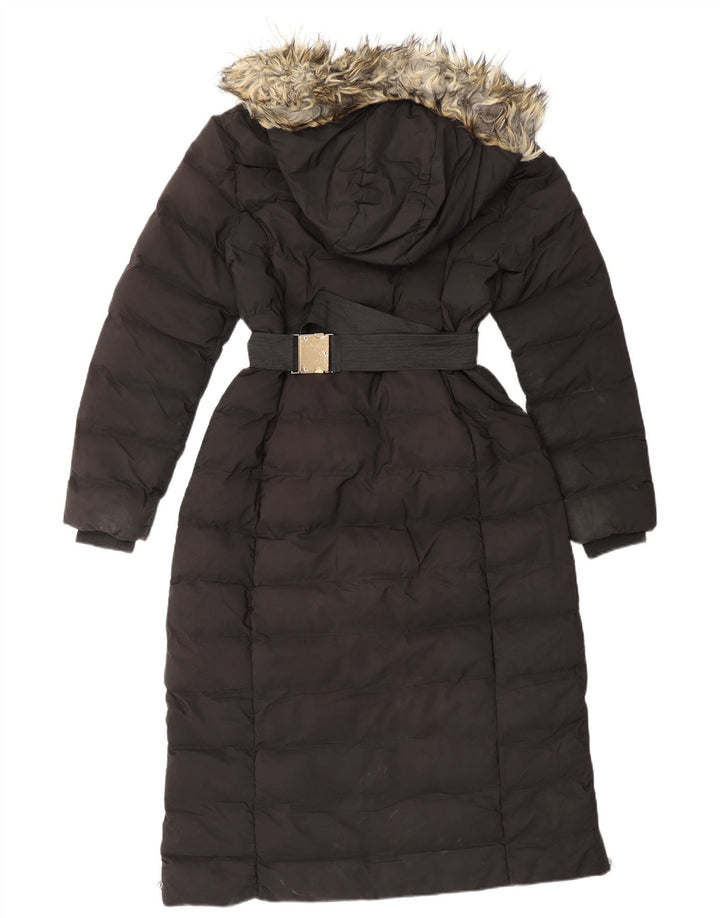 OASIS Γυναικείο παλτό με κουκούλα με επένδυση UK 12 μεσαίο μαύρο πολυεστέρα