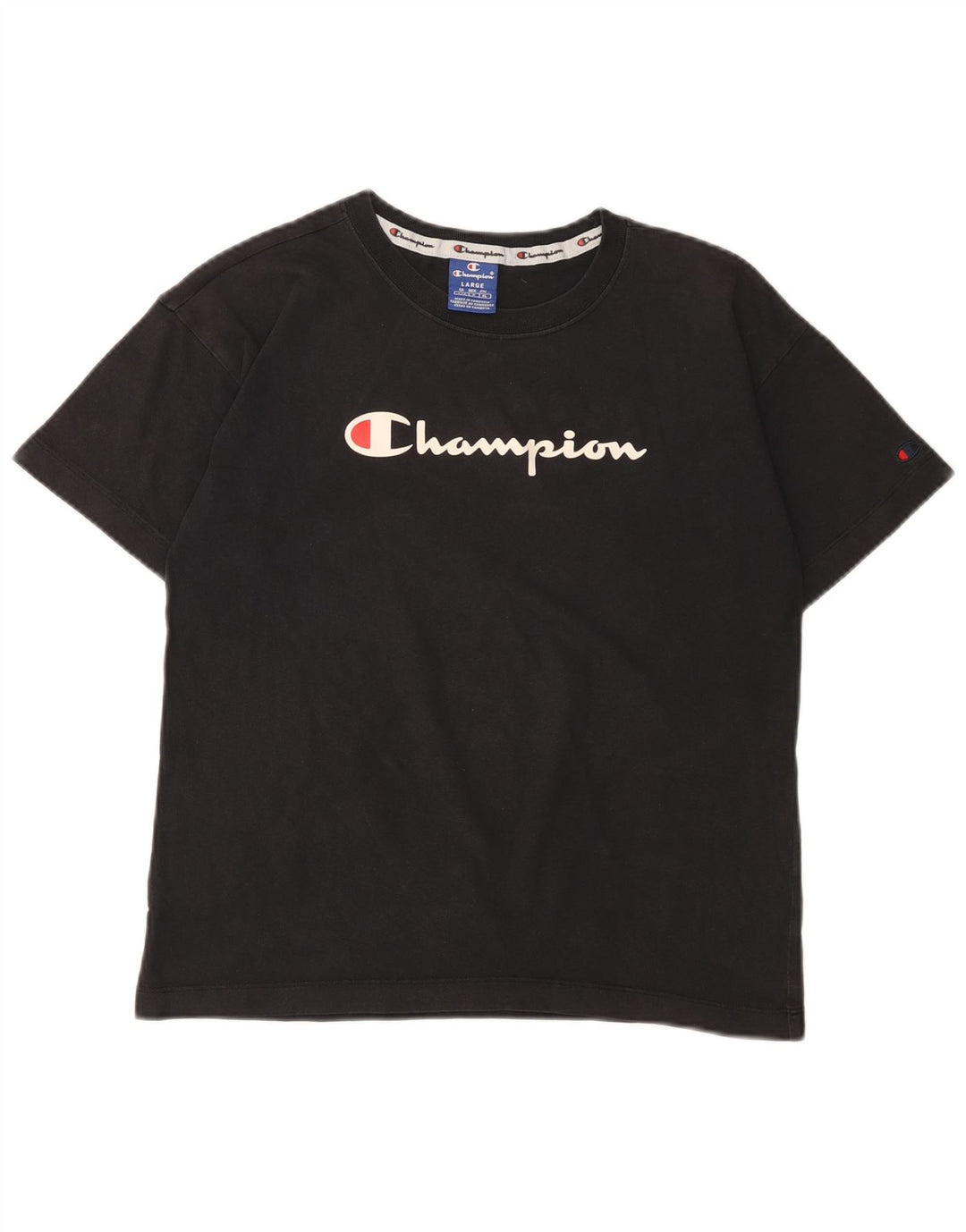 CHAMPION Γυναικείο γραφικό T-Shirt Top UK 14 Large Black