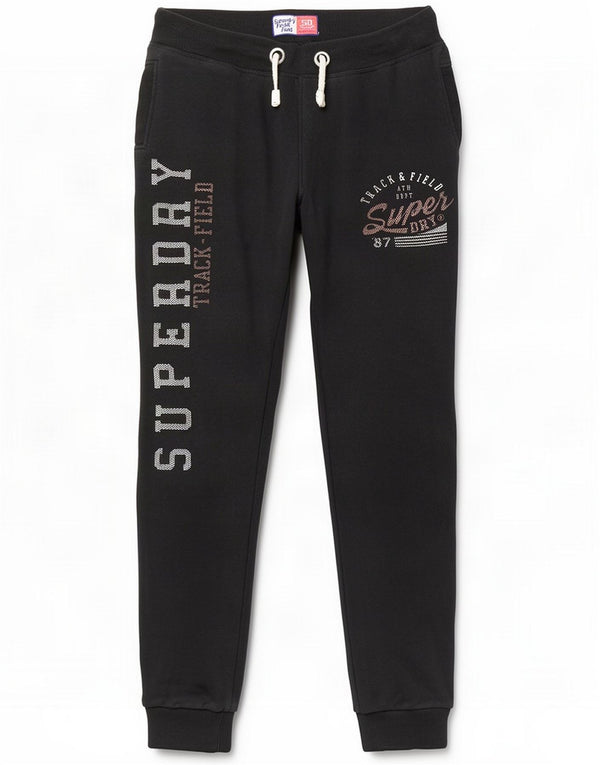 Superdry Womens Graphic Tracksuit Trousers Joggers UK 14 Large Navy Blue