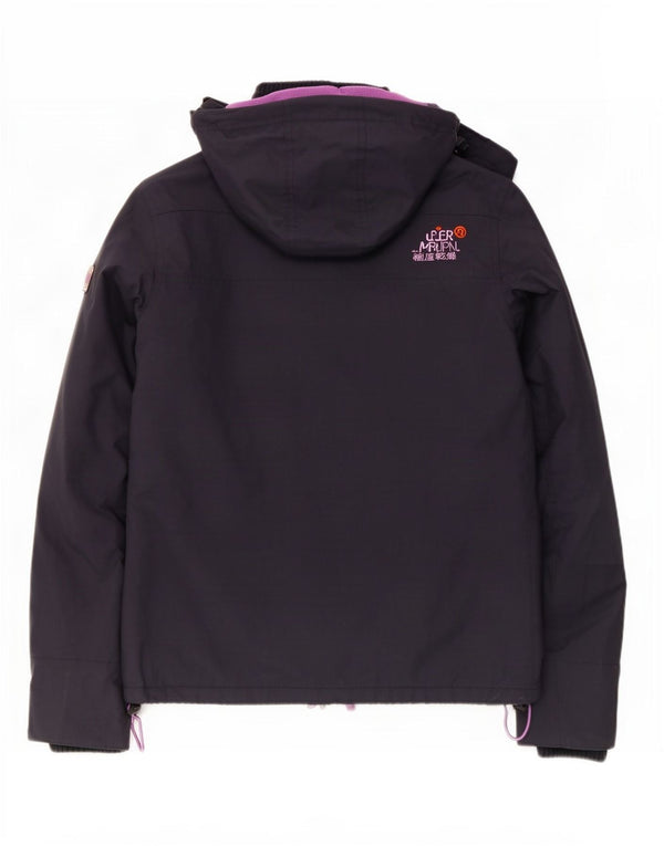 Superdry Womens Hooded Windbreaker Jacket UK 14 Medium Navy Blue
