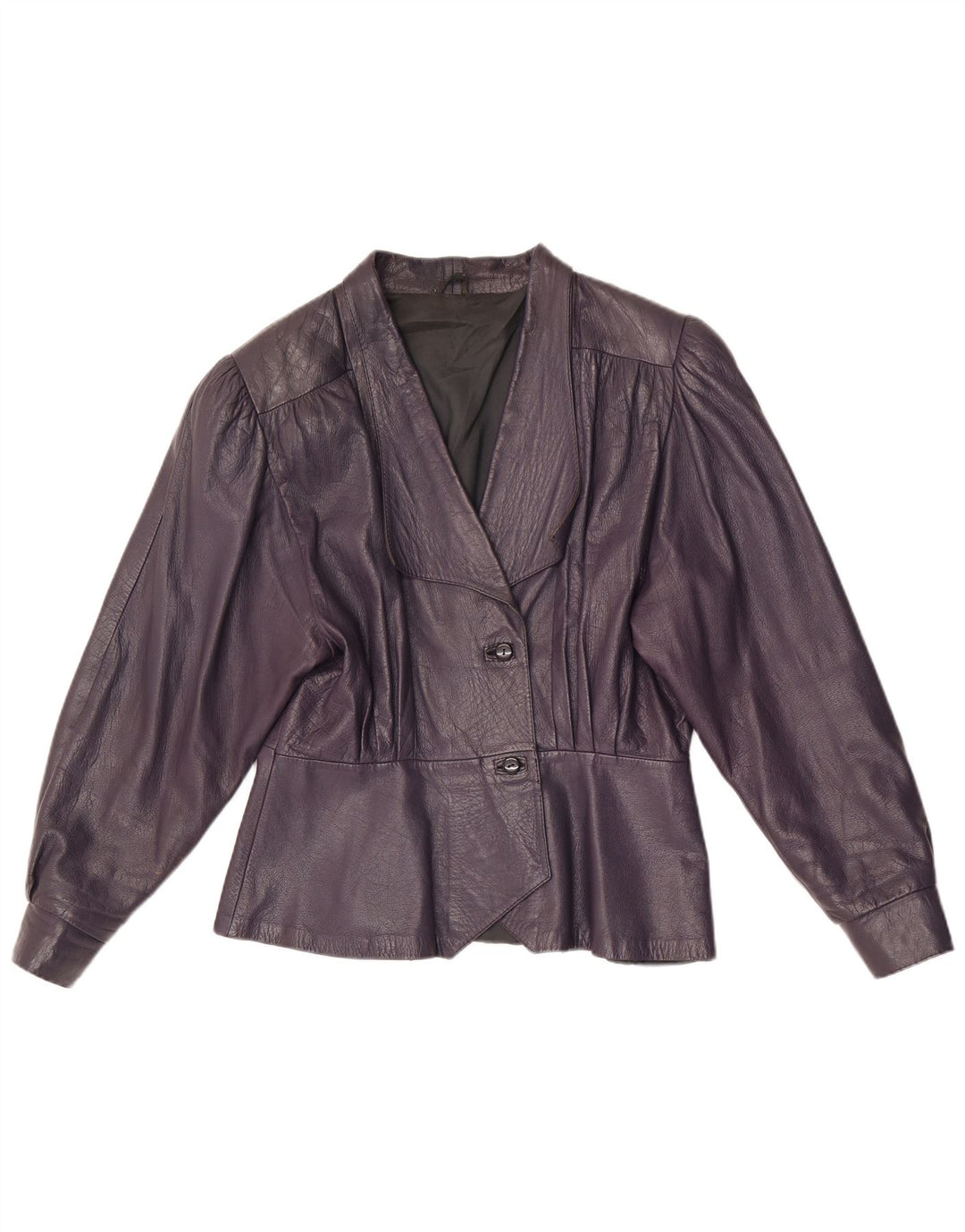 Vintage Γυναικείο Δερμάτινο Μπουφάν με 2 Κουμπιά UK 8 Small Purple
