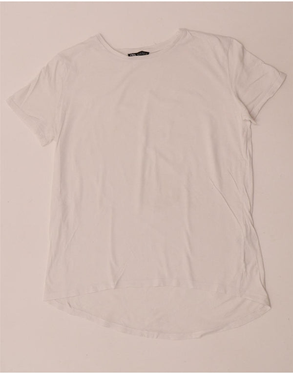 Zara Γυναικείο T-Shirt Top UK 10 Small White Βαμβακερό