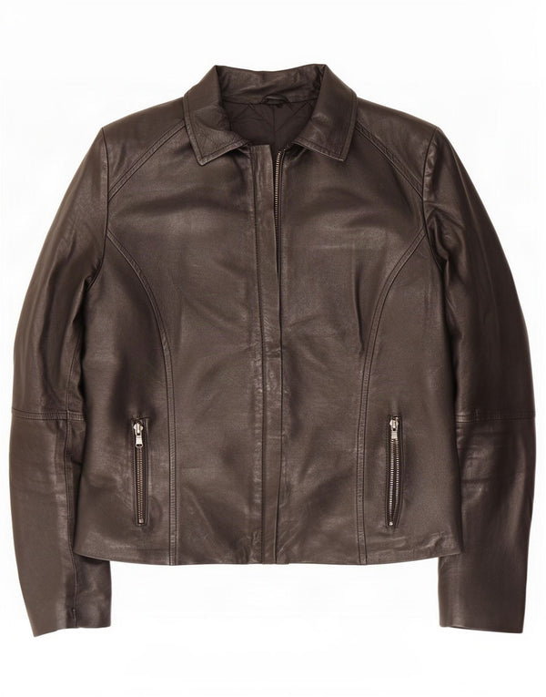 Vintage Γυναικείο Δερμάτινο Μπουφάν Biker UK 14 Large Μαύρο