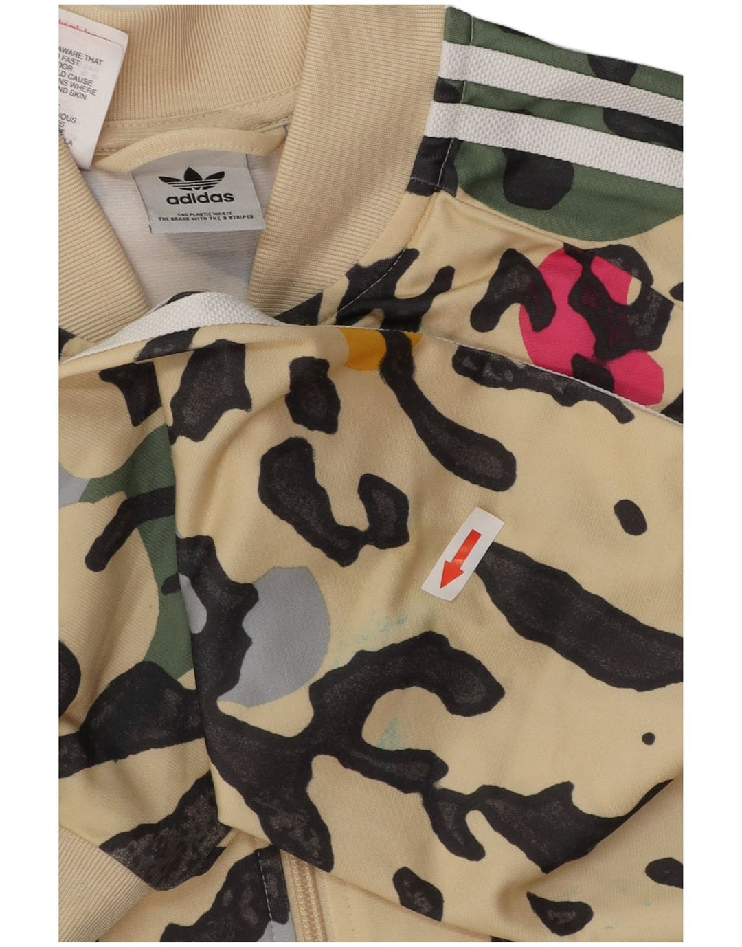 Κορίτσια αθλητική φόρμα ADIDAS Top μπουφάν 15-16 ετών Μπεζ Animal Print Polyester