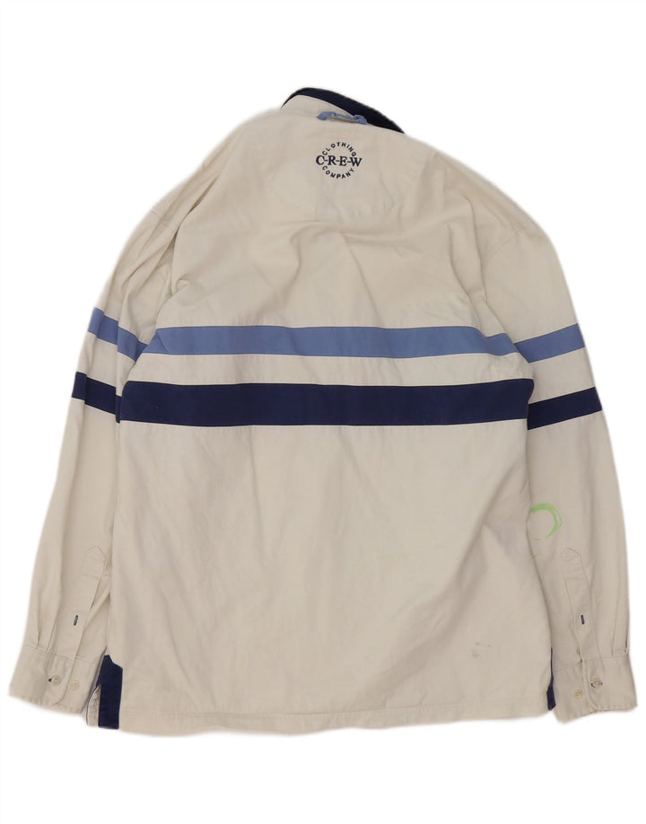 Ανδρικό πουλόβερ πουκάμισο Crew Clothing, Βαμβακερό μεσαίο λευκό ριγέ