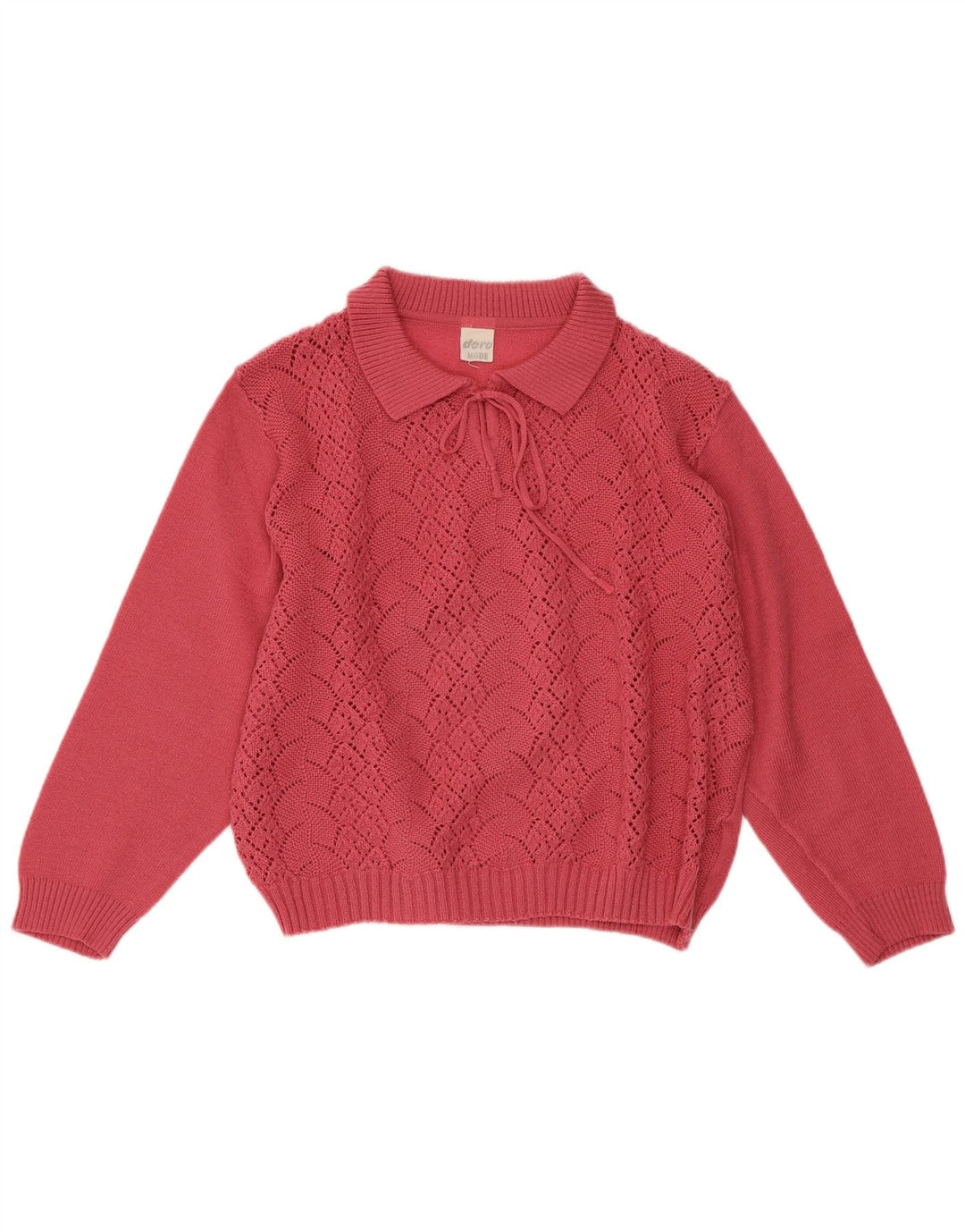 Γυναικείο πουλόβερ Vintage Crop Polo Neck Jumper UK 16 Large Pink