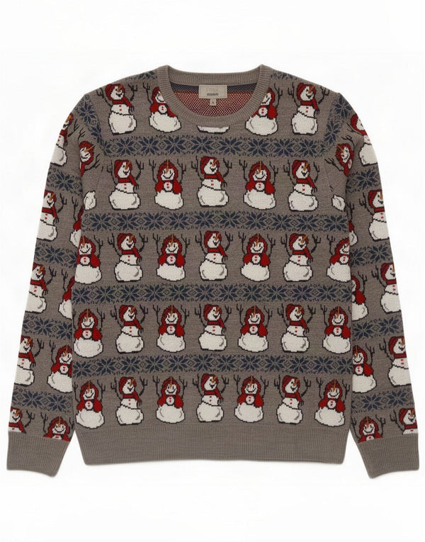 Marks & Spencer Mens Crew Neck Jumper πουλόβερ Large Grey Christmas