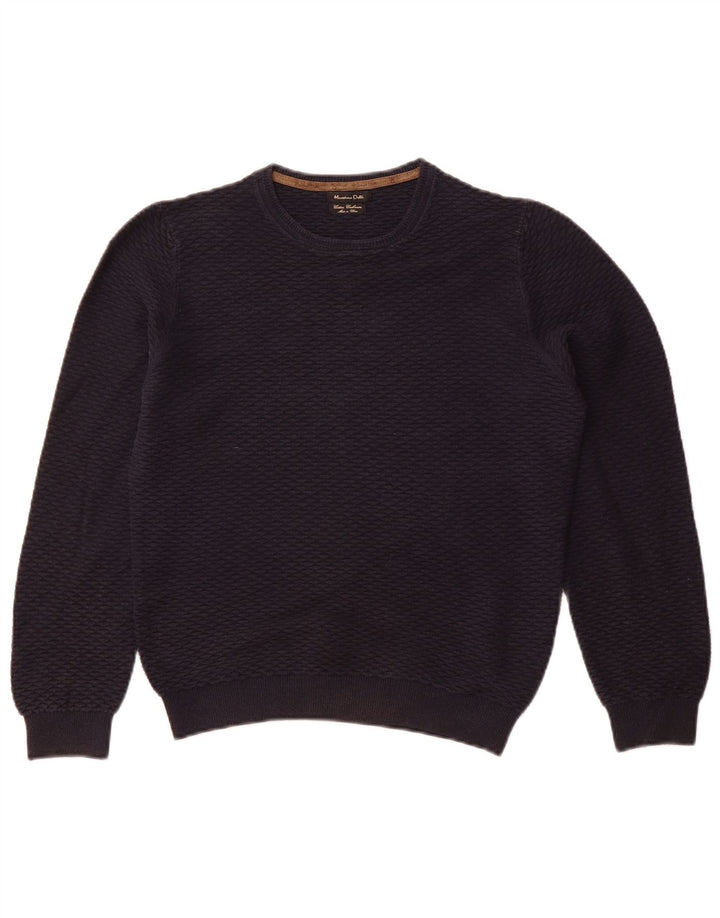 MASSIMO DUTTI Γυναικείο πουλόβερ με λαιμόκαυστο UK 10 Small Navy Blue Cotton