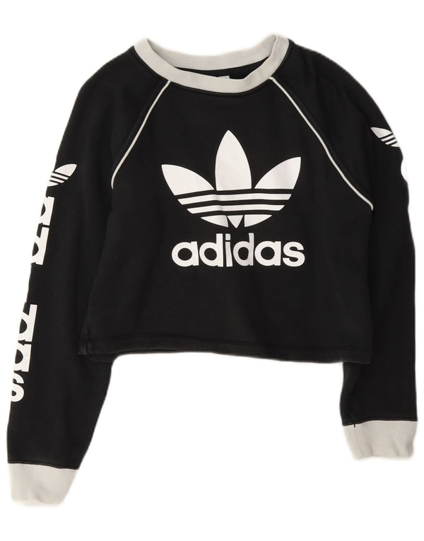 Γυναικεία φούτερ Adidas Crop Graphic Jumper UK 4 XS Grey Colourblock