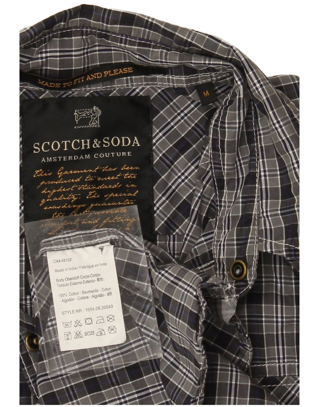 SCOTCH & SODA Mens Shirt Medium Grey Check Cotton