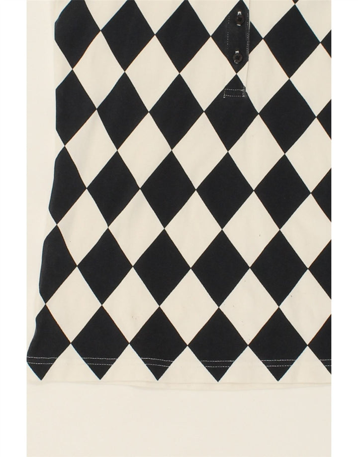 SUN68 Womens Polo Shirt Small White Argyle/Diamond Cotton Vintage Sun68 and Second-Hand Sun68 from Messina Hembry 