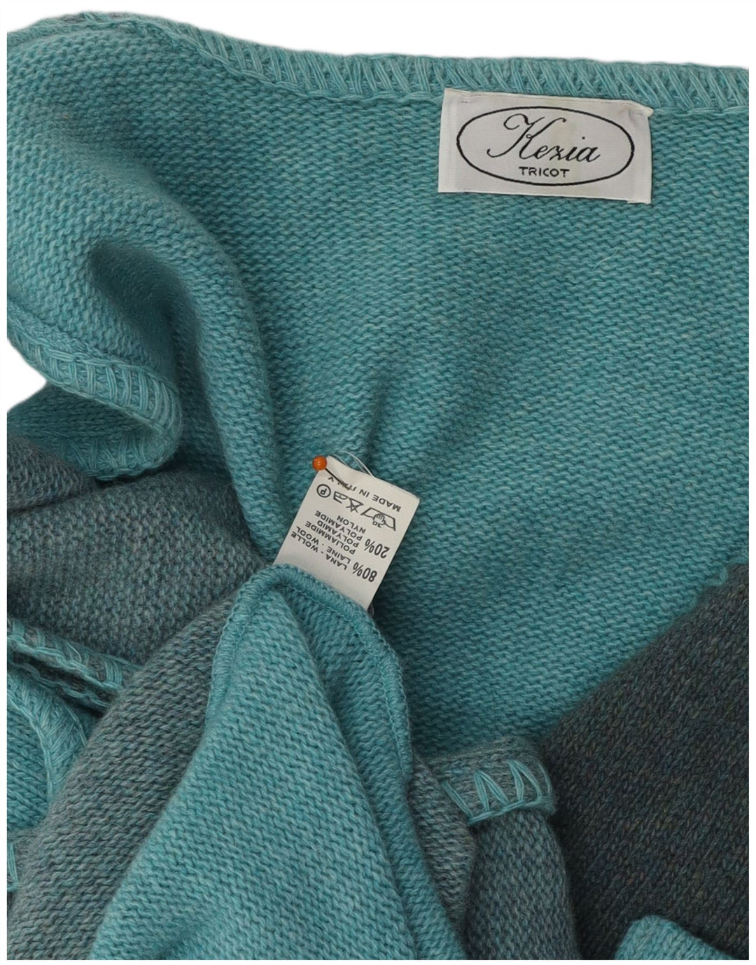 VINTAGE Γυναικείο πουλόβερ UK 14 Μεγάλο Τυρκουάζ Χρώμα