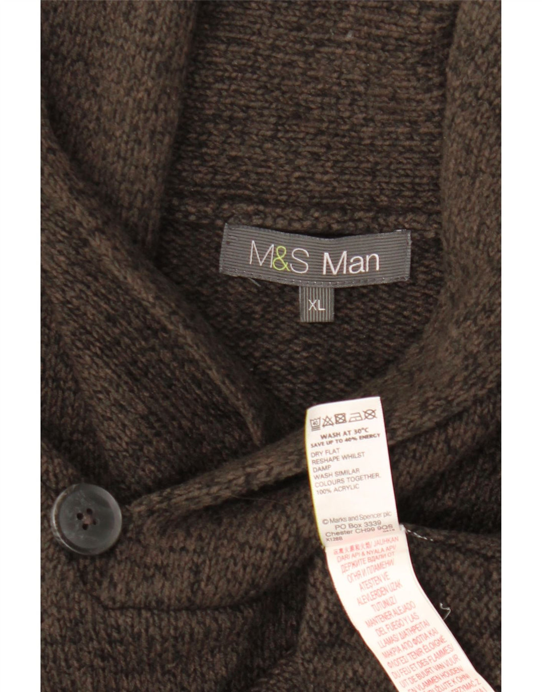 Marks & Spencer Ανδρικό πουλόβερ με σάλι λαιμόκοψη XL γκρι ακρυλικό