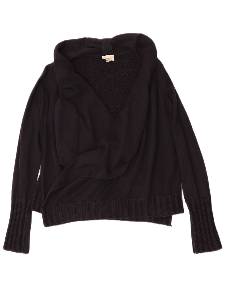 KAREN MILLEN Γυναικείο ανοιχτό πουλόβερ ζακέτα UK 2 2XS μαύρο βαμβακερό