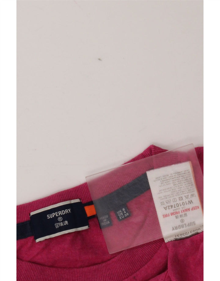 Superdry Γυναικείο T-Shirt Top UK 8 Small Pink Βαμβακερό