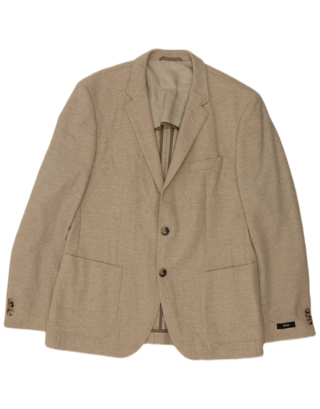 Hugo Boss Ανδρικό σακάκι μπλέιζερ με 2 κουμπιά EU 52 XL μπεζ παρθένο μαλλί