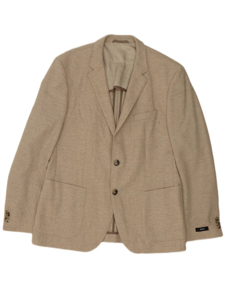 Hugo Boss Ανδρικό σακάκι μπλέιζερ με 2 κουμπιά EU 52 XL μπεζ παρθένο μαλλί