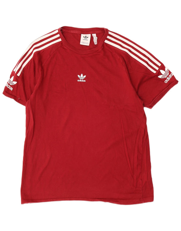 Ανδρικό γραφικό T-Shirt Adidas Top από μεσαίο μπορντό βαμβάκι