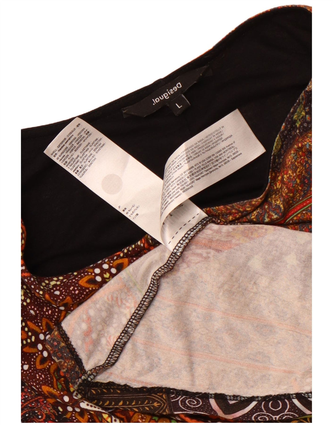 Desigual γυναικείο μάξι φόρεμα 3/4 με μανίκια UK 14 Μεγάλη πολύχρωμη βισκόζη